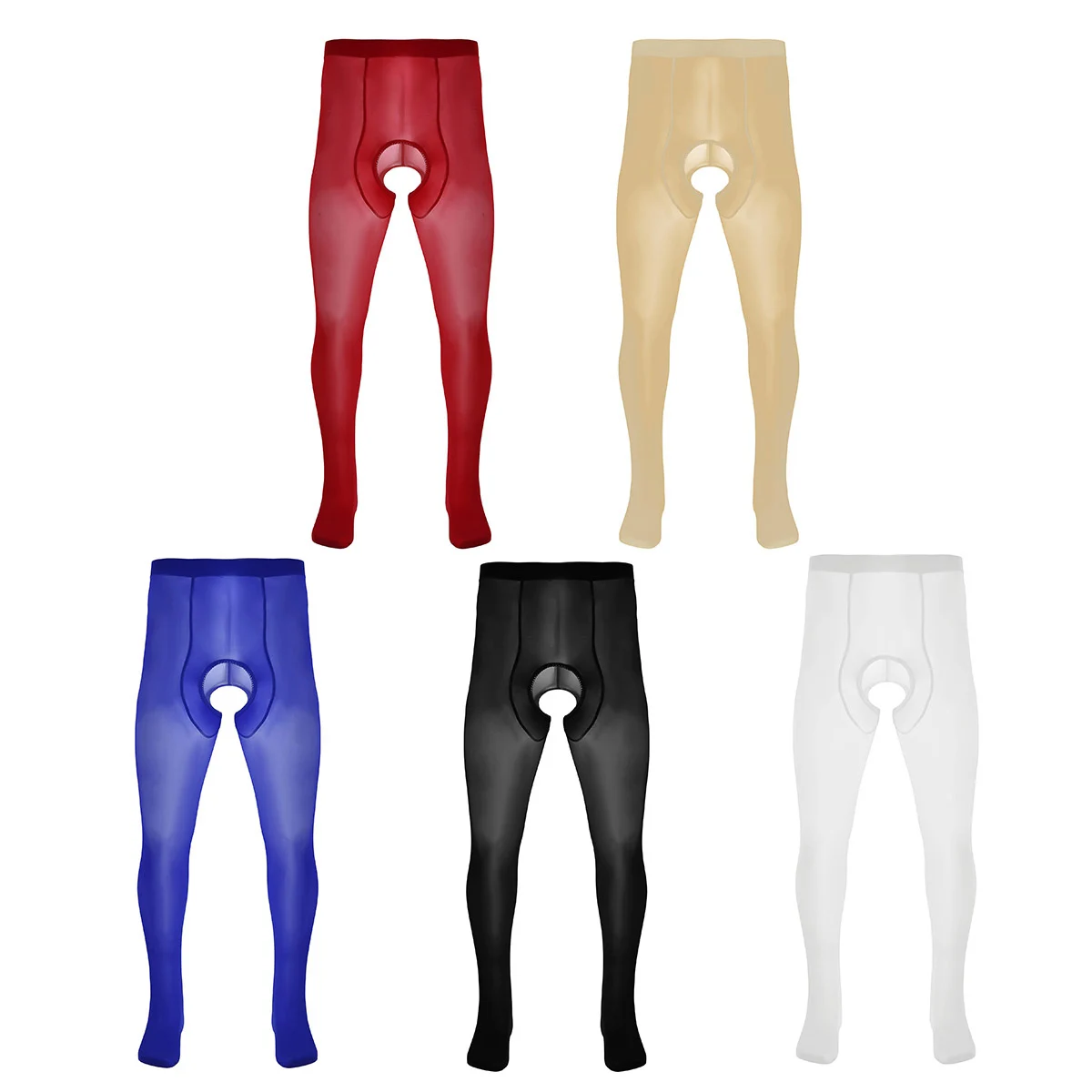 iiniim Mens Ice Silk Bedtime Surprise Pantyhose Closed Toes Crotchless Stretchy Stockings Tights Hosiery Legging Pant Underwear
