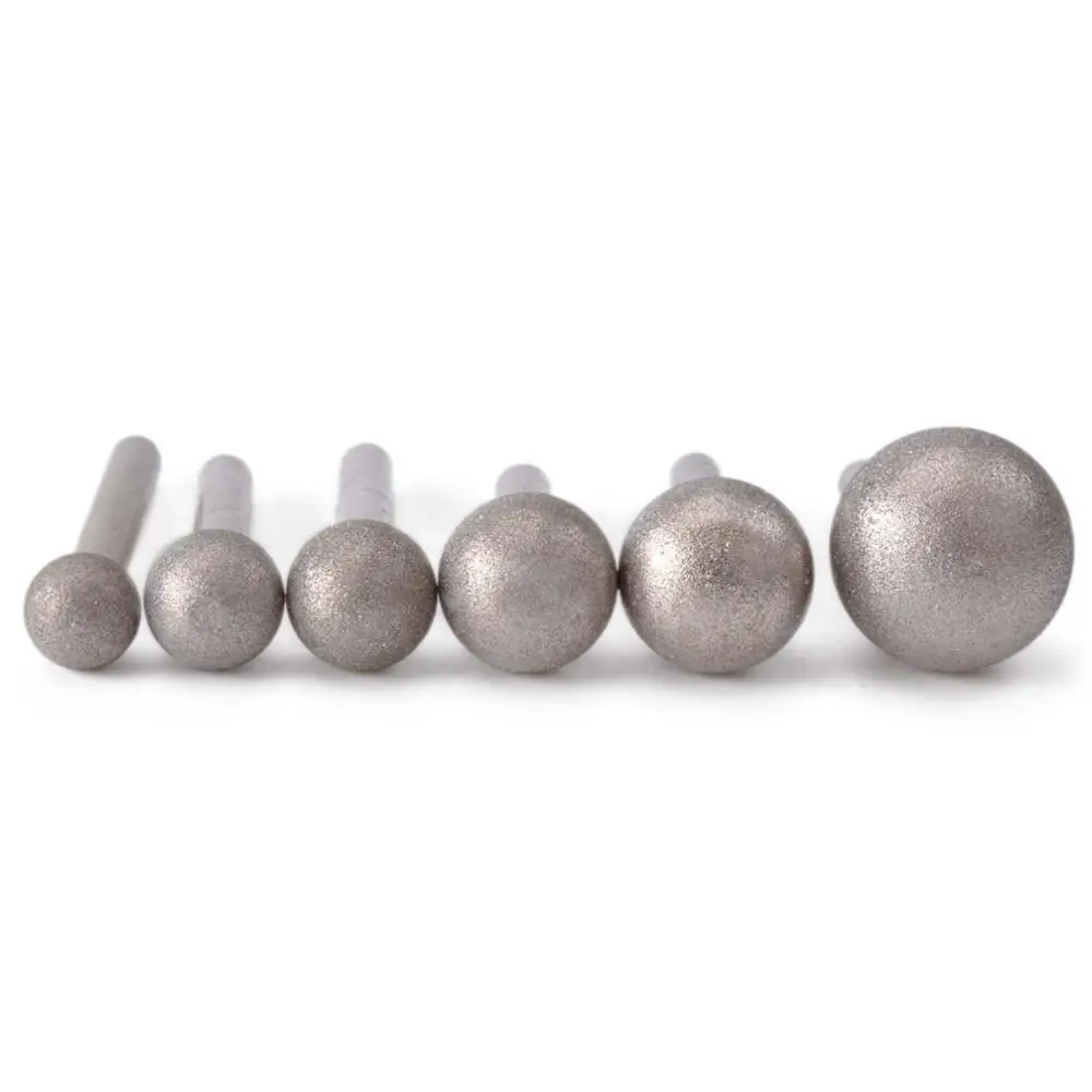 Stock-Home Abrasive Tools Grit: Head Diameter 12mm 12-25 mm Spherical Head Diamond Grinding Bit Coated Mounted Points Grit 150 Medium Round Ball Burs Shank 6 Tools for Stone