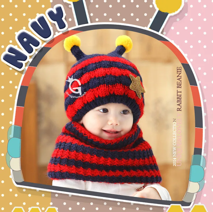 Детский пчелиный свитер, шапка, осенне-зимняя вязаная шапка, детский шарф, 2 комплекта, Детский плюшевый мультяшный кролик, lei feng, защита лица