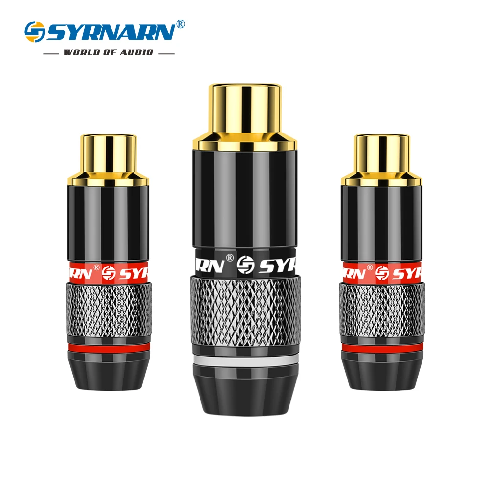 High Quality 24K Gold RCA Jack Audio Video Connector Adapter For HIFI Audio DIY Cable black&red 1/pair speaker plug RCA Plug