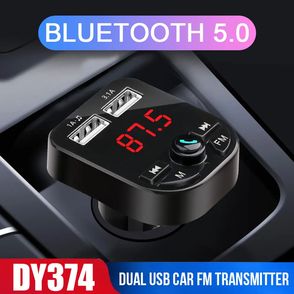 Беспроводной Bluetooth 5,0 автомобильный fm-передатчик Handsfree приемник Двойной USB 3.1A A2DP стерео музыка MP3 плеер отключение питания функция памяти