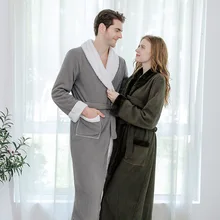 Новинка, фланелевый двойной утепленный зимний халат, длинный банный халат, Женская домашняя одежда, плотный теплый Халат