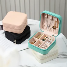 Simple candy color portable velvet jewelry storage case travel earrings Necklace Ring display case  jewelry