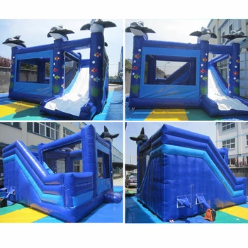 Best YLWCNN 0.5MM PVC Tarpaulin Kids Inflatable Trampoline Bouncer Toys With Air Blower Commercial USE
