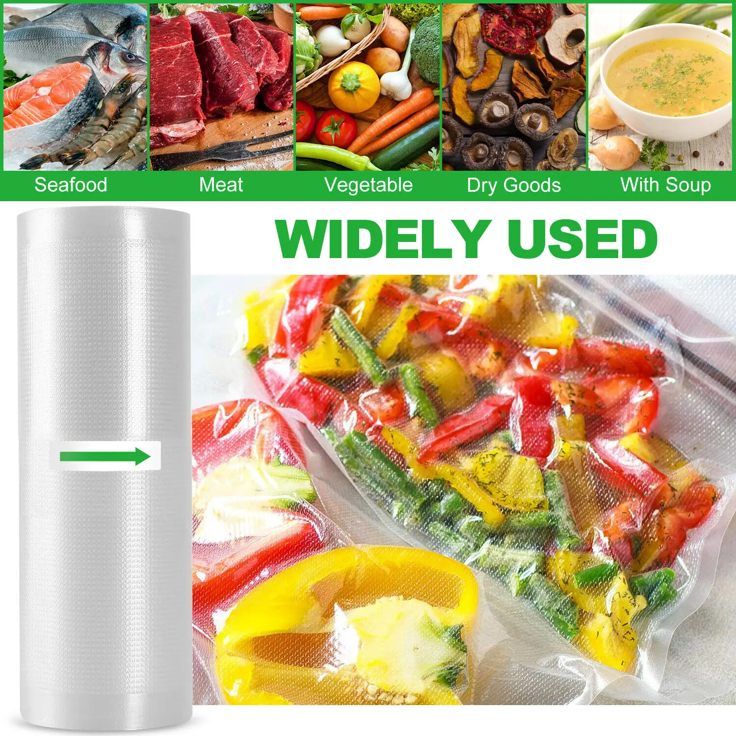 Kitchen Food Vacuum Bag Storage Bags For Vacuum Sealer Packaging Rolls Food Fresh Saver Vacuum Bags 12/15/20/25/28cm*500cm 5