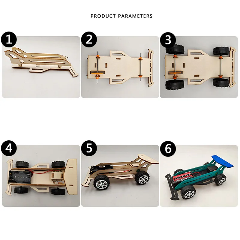 Development DIY Electric Racing Car Physic Science Assembly Wooden Model Kit Toy