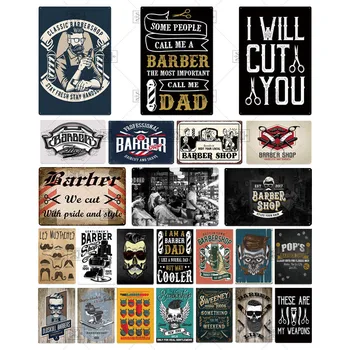 

SPLSPL Decor Barber Vintage Tin Sign Metal Sign Decorative Plaque Barber Shop Home Door Decor Wall Decoration