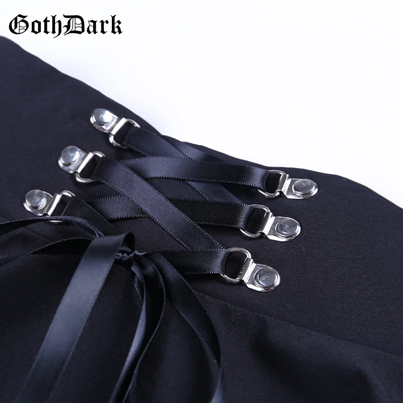 Готические темные винтажные готические юбки для женщин Harajuku плиссированные панк гранж осень бандажная Rivot Женская юбка модная черная Мода