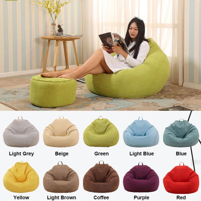 

Bean Bag Chairs Couch Sofa Lazy Lounger Cover Indoor Home Decoration Linen Cloth Lounger Couch Tatami Living Room Furniture