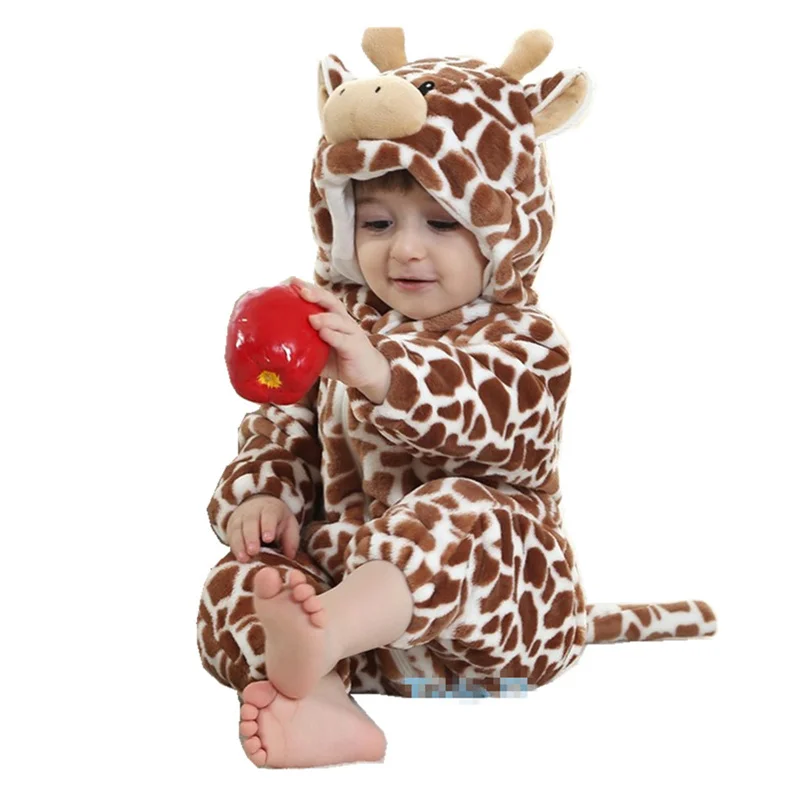 

DOUBCHOW Infants Baby's Soft Flannel Cute Brown Milk Cow Rompers Toddlers Girls Boys Babys Snowsuit Costume Cosplay Jumpsuits