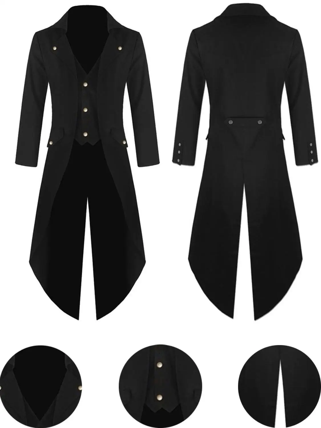 Men's Coat Casual Suits Tailcoat Jacket Gothic Frock Coat Uniform Costume Party Outwear Halloween Long Sleeve Long Suits Men's Coat Casual Suits Tailcoat Jacket Gothic Frock Coat Uniform Costume Party Outwear Halloween Long Sleeve Long Suits