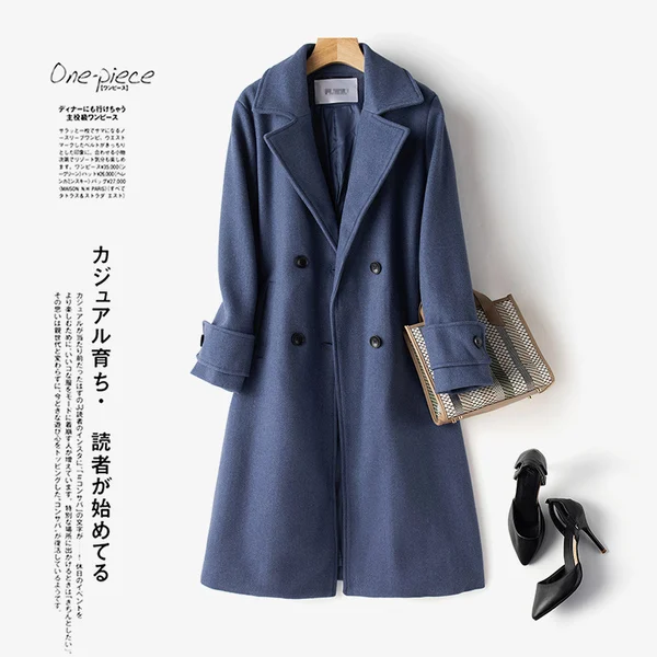 

2020 Winter Coat Women Elegant Fashion High Quality Woolen Coat Female Long Casual Wool Jacket Overcoat