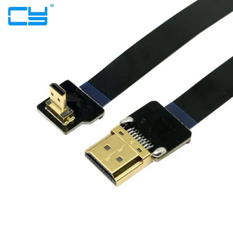 FPV 5cm 100cm Para Baixo Em Angulo de 90 Graus Micro HDMI Macho para Cabo Plano FPC Multicopter Fotografia Aerea|Кабели HDMI| |