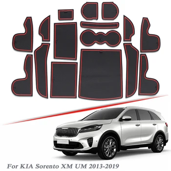 

16pcs Car Styling For KIA Sorento XM UM 2013-2019 Latex Gate slot pad Interior Door Groove Mat Non-slip dust Mat Auto Accessory