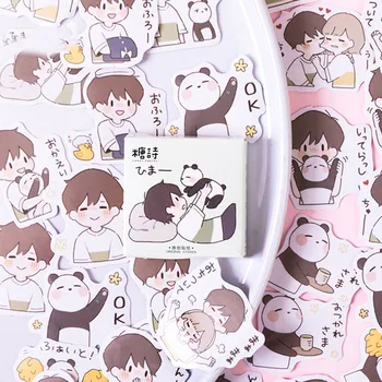 

45Pcs/Box Cute Panda Boys Sticker Kawaii Stationery Sticker Lovely Decorative Adhesive Stickers For Scrapbooking DIY Diary Album