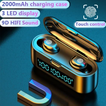 

Wireless Bluetooth Earphones With 3 LED Display 2000mAh Charging Box Sports Waterproof Earbuds Touch Control Headsets