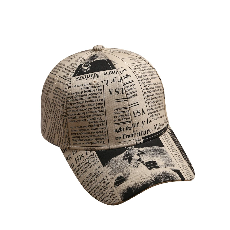 2021 New Lnstitute Style Baseball Cap Male Korean Retro Style Wild Caps Newspaper Design Simple Fashion Sun Hat 5