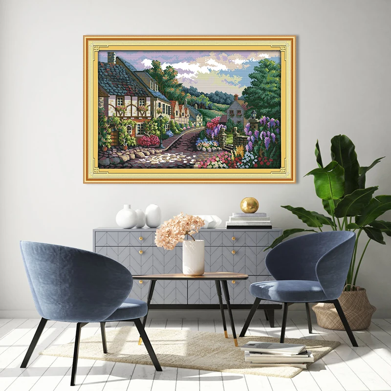 Tanie Morza śródziemnego scenerii robótki 14CT 11CT liczone druk na płótnie Cross Stitch systemów DIY haft Handmade rzemiosło