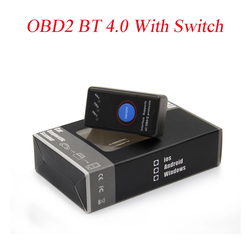 ELM 327 V1.5 OBD2 Bluetooth 4,0 выключатель питания мини сканер CAN-BUS ODB2 для Android/IOS OBD 2 Автомобильный диагностический автоматический инструмент elm327 - Цвет: 4.0 V1.5 SWITCH BLUE