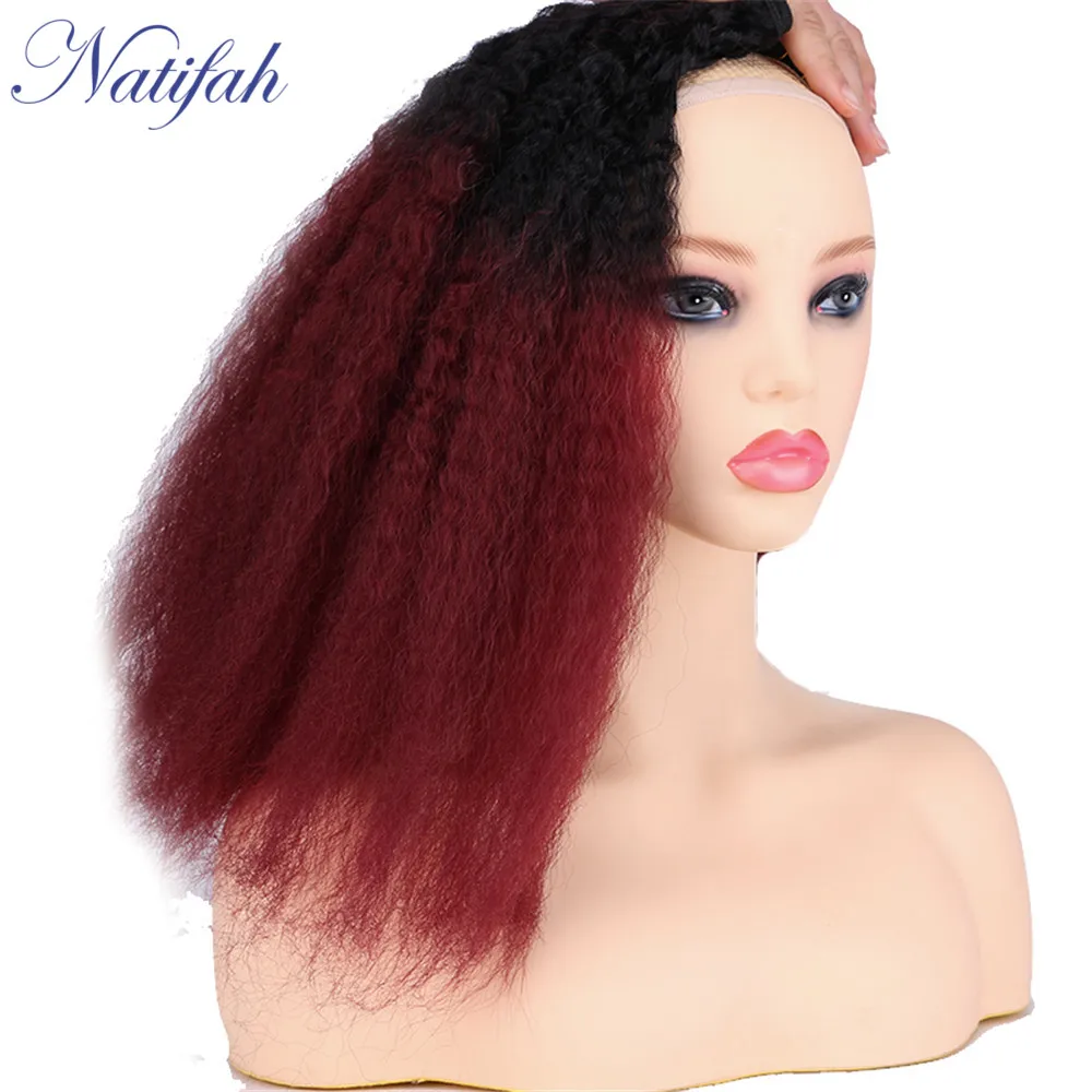 Natifah кудрявые прямые волосы, пряди Brazilian16-20 дюймов, черные и золотые двухцветные синтетические волосы, парики для черных женщин