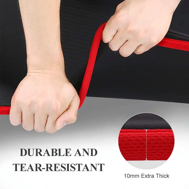 10MM Extra Thick Yoga Mats Non-slip NRB Exercise Mat with Bandages Tasteless Pilates Gym Workout Fitness Mats 183cmx61cm 3