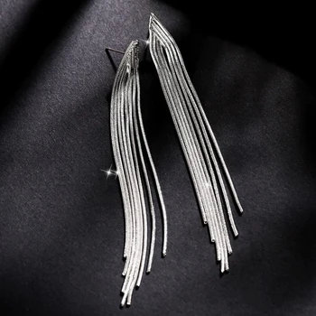 

925 Sterling Silver Pin Long Earrings Dangle Earrings For Women Tassel Bohemia Style Fashion Bijouterie Hot Sale PE390