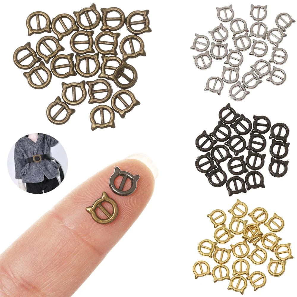 

20pcs Mini Ultra-small Tri-glide Buckle Cat Style DIY Belt Buckle Doll Clothes Handmade Metal Buckle Doll Bags Accessories