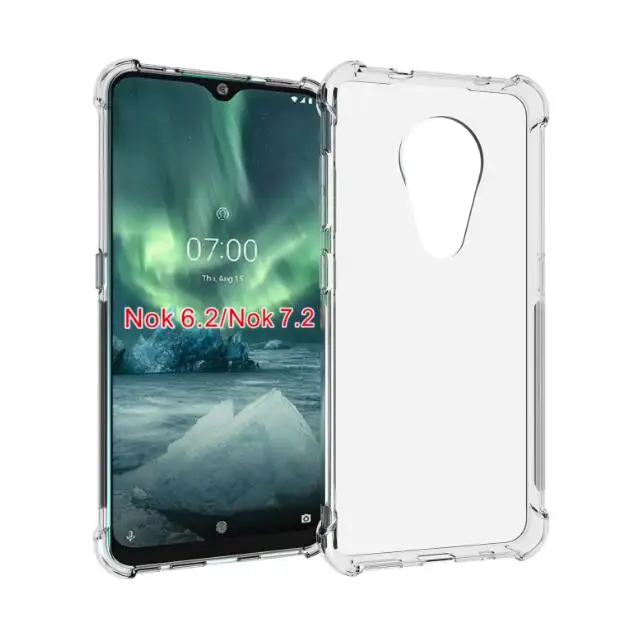 Для Nokia 7,2/Nokia 6,2 прозрачный чехол+ закаленное стекло Прозрачный мягкий гелевый силиконовый чехол для телефона
