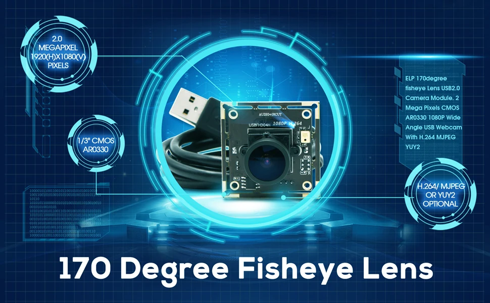 2,0 мегапикселя Full HD CMOS AR0330 H.264 usb 2,0 высокоскоростной широкоугольный объектив 170 градусов рыбий глаз usb модуль камеры веб-камера 1080P