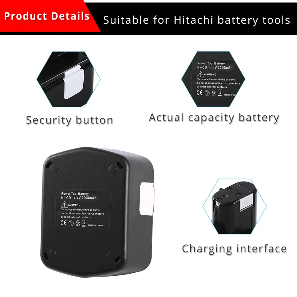 2 pçslote Recarregável Bateria para Hitachi 14.4V