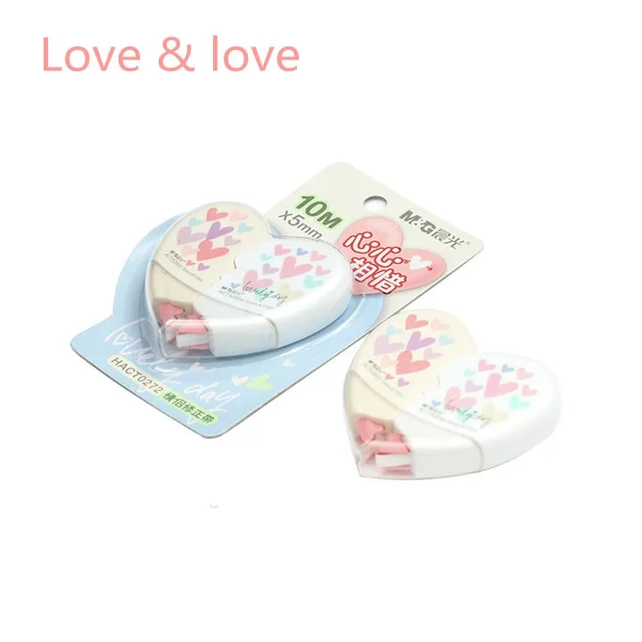

M&G 1pcs/lot Cute Kawaii "2 in 1" Heart Shape Correction Tape 10M Corrector school tape supplies stationery white out roller