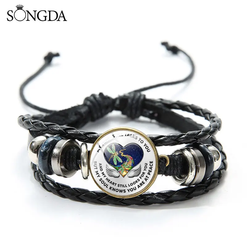 Dragonfly-Still-Talks Multilayer Wood Bead Bracelet Couples Fashion Woven Leather Bangle Retro Wrap Wristband Jewelry | Украшения и