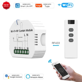 

Tuya Wireless Curtain WiFi Switch DIY RF433 Remote Control Smart Home Automation Curtain Switch Work With Google Home Alexa