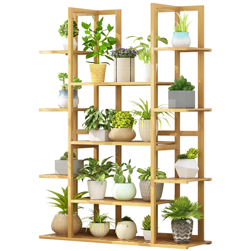 

Trapezoid Ground Multi-storey Indoor Balcony A Living Room Solid Wood Green Radish Meat Bamboo Flowerpot Frame