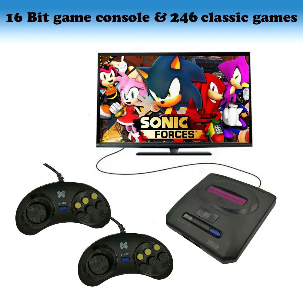 Mini Video TV Game 16 Bit For SEGA MD 2 Console AV Output Super Handheld Game Controller Wired Gamepad Built-in 368 Retro Games