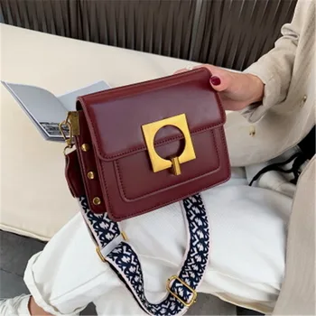 

Vintage Chic PU Leather Crossbody Bags for Women 2020 Fashion Messenger Bag with Wide Shoulder Strap Ladies Purses and Handbags
