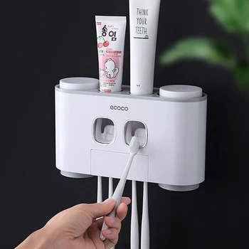 

Auto Squeezing Toothpaste Dispenser Wall-mount Toothbrush Holder Toothbrush Toothpaste Cup Storage Bathroom Accessories