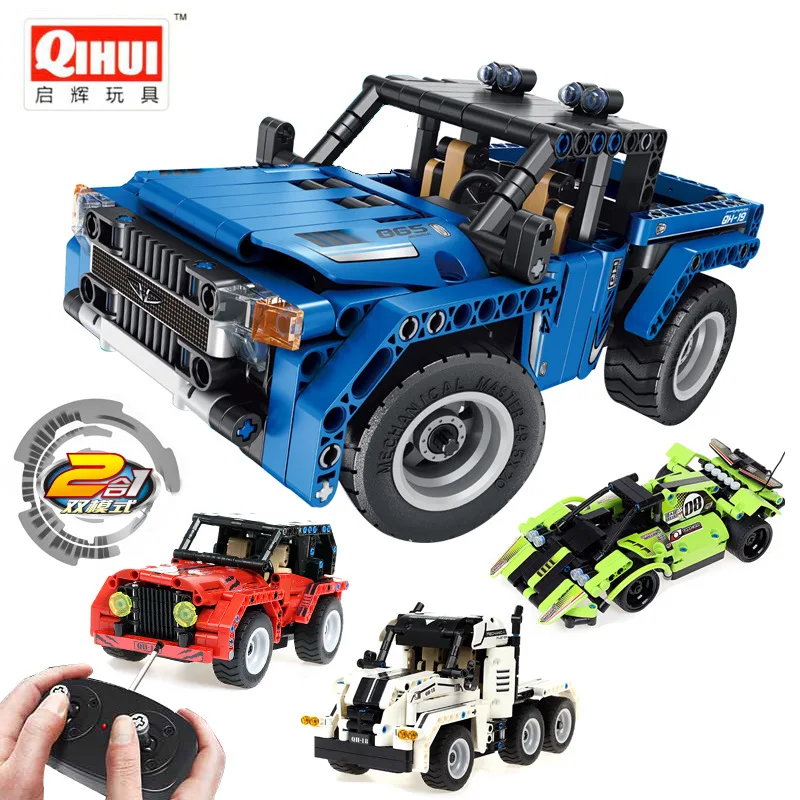 

Qihui Toy Assembled Building Blocks Transformation Electric Remote Controlled Blocks Car Remote Control Car Educational Toy Hot