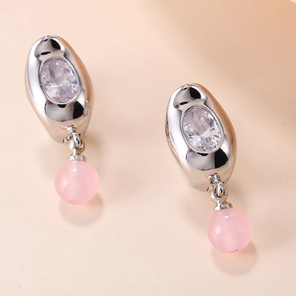 

2019Silver Color White Natural Zircon Women Fashion Jewelry Champagne Crystal Opal Onyx Earring Wedding Fine Earrings Party gift