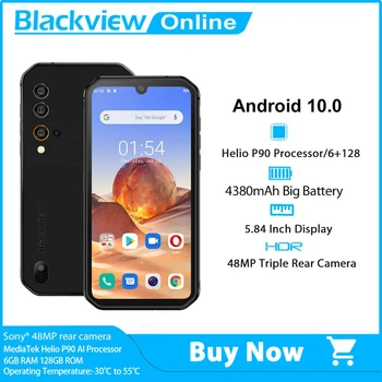 Перейти на Алиэкспресс и купить Blackview BV9900E Android 10 прочный мобильный телефон на процессоре Helio P90 6 ГБ + 128 Гб сотовый телефон 4380 мА/ч, 48MP Камера NFC Водонепроницаемый 4G смартфон