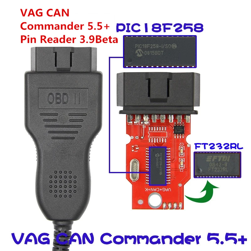 VAG CAN Commander 5,5+ считыватель 3,9 бета-сканер OBD2 OBD 2 Автомобильный диагностический инструмент для VW/Audi кабель для диагностики автомобилей