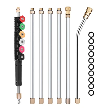 

17Pcs/Set 1/4 Inch High Pressure Washer Extension Spray Wand Set with Nozzle and O-ring for Outdooor, Garden,Pressure Washer WWO