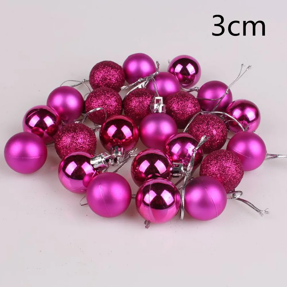 24pcs fuschia 12 шт. Рождественские елочные украшения шары безделушка рождественские вечерние шар, украшение, Декор для дома Рождественский подарок Kerst natale - Цвет: 24pcs fuschia