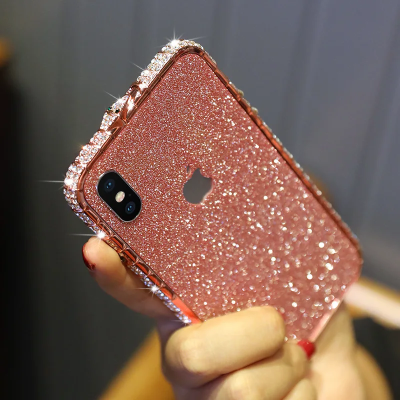 Для iPhone Xs Max инкрустированная телефонная граница для Apple 8plus флеш-порошок Алмазный Корпус для iPhone 7 оболочка 6p чехол