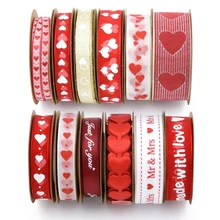 

10Meters/Roll Heart Pattern Ribbons for Wedding Birthday Party Gift Wrapping Christmas Festival Supplies DIY Craft Making Ribbon
