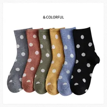 Осенние новые хлопковые женские носки в горошек, винтажные милые повседневные носки с цветным принтом, удобные высококачественные милые женские носки
