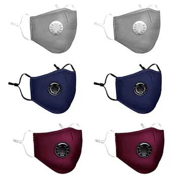 

6pc Cute Print Black Cotton Thick Earloop Mouth Mask Outdoor Comfortable Breathable Coldproof Dust Mask Reusable Face Cover