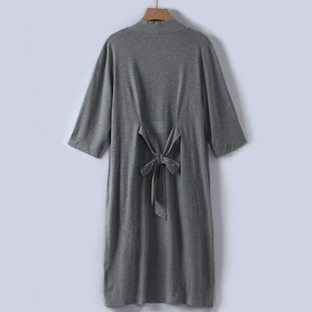 Платья с v-образным вырезом кимоно Женская одежда Женская 4/3 рукав v-образный вырез легкий с поясом длинный халат Ночное белье кружевная ночная одежда