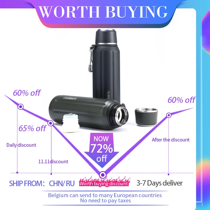 FEIJIAN Double Wall Insulated Water Bottle Outdoor Travel Sports Bottles Stainless Steel 600ml Thermos For Tea Thermal Cup