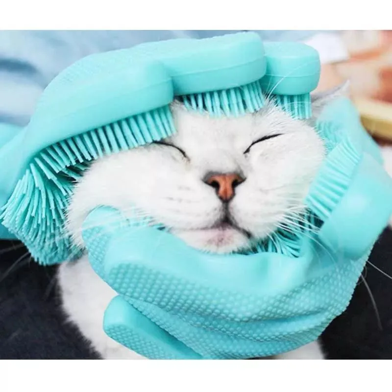 Pet Cat Grooming Glove Soft Silicone Dog Cat Pet Brush Glove Cat Cleaning Massage Brush Dog Bath Supplies Pet Glove Combs Tools